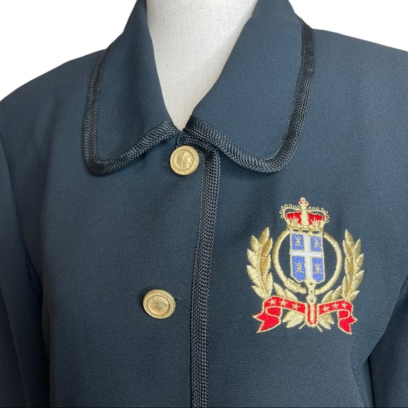 Vintage 90s Medallion Embroidered Crest Prep Cropped Bolero Jacket - Picture 5 of 8